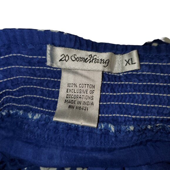 20 Something Mini Dress XL Daisy Ditsy Floral Spaghetti Strap Hanky-Hem Cottage - Picture 8 of 8